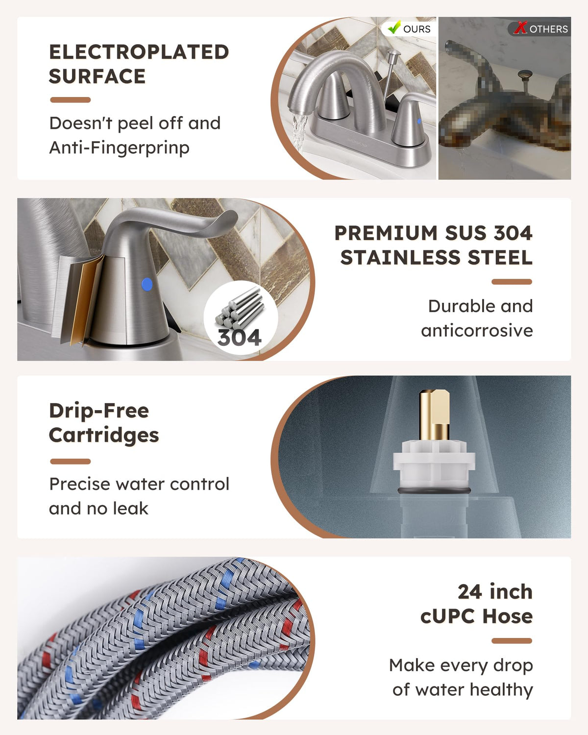 WOWOW included supply hoses ready for quick installation with standard fittings.
