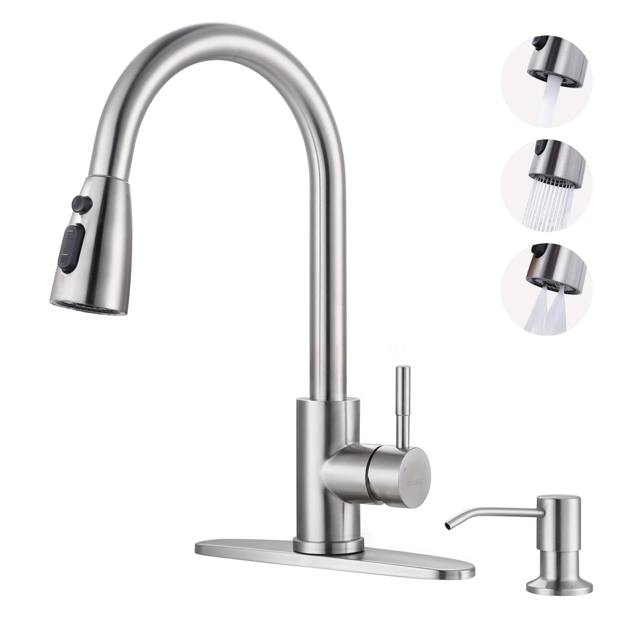 WOWOW kitchen faucet with brushed nickel finish for durable, fingerprint-resistant appeal