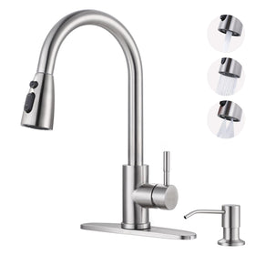 WOWOW kitchen faucet with brushed nickel finish for durable, fingerprint-resistant appeal
