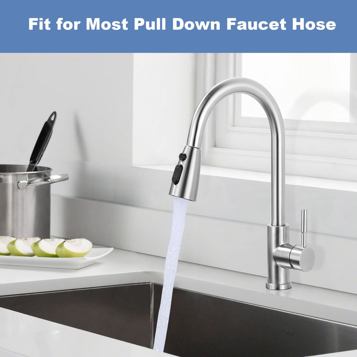 WOWOW brushed-nickel finish adds modern style to any sink.