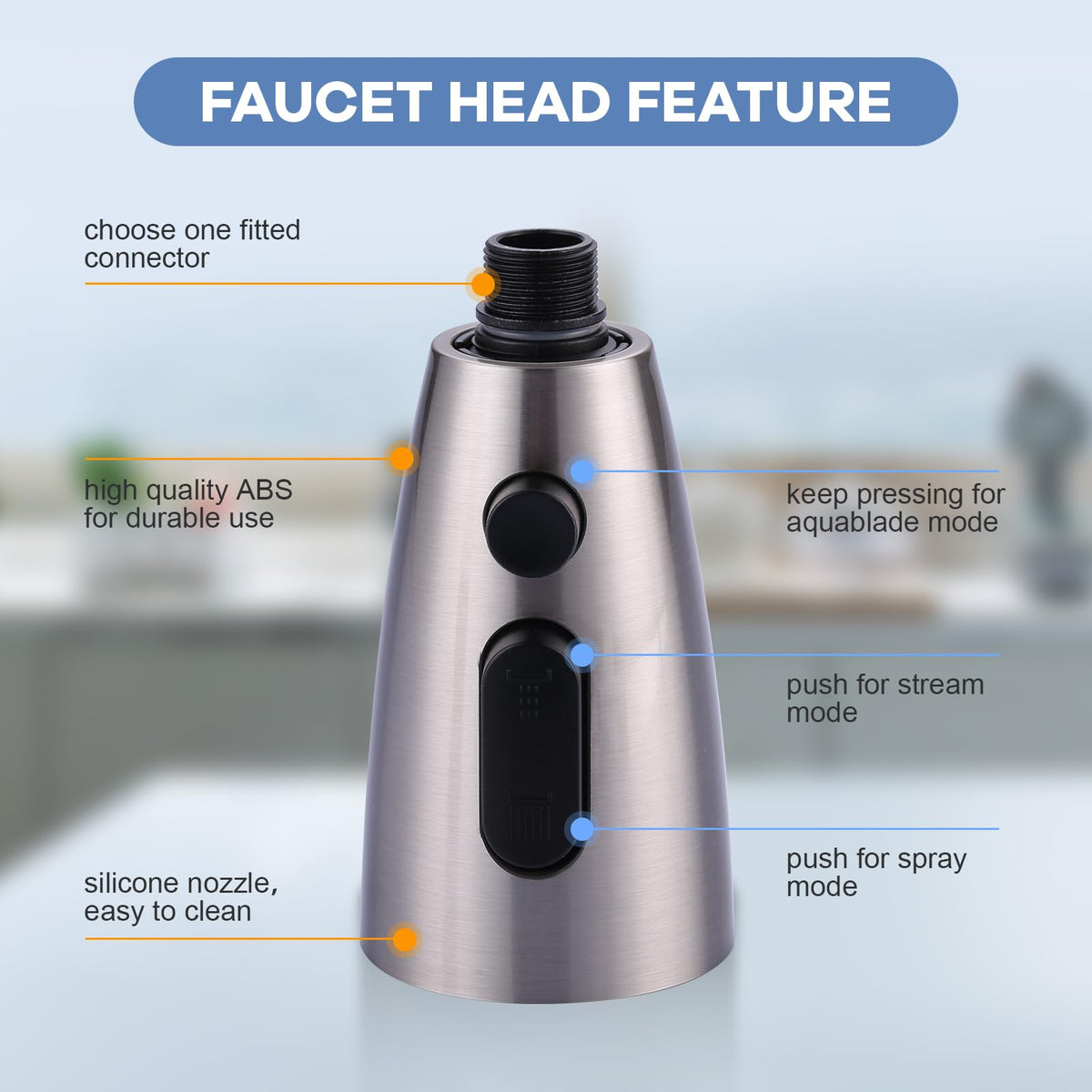 WOWOW three-function spray showcases sweep mode for debris flushing.