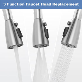 WOWOW faucet head demonstrates universal adapters enabling compatibility with major faucet brands.