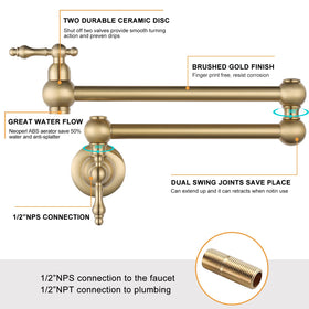 WOWOW two-handle brass faucet offers precise control during cooking.