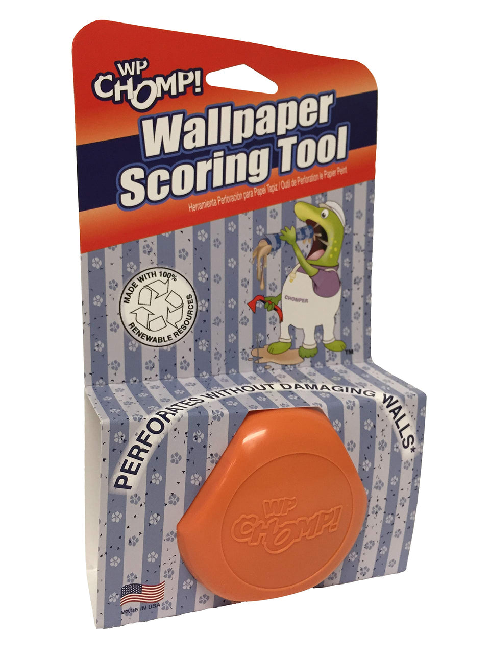 WP CHOMP! wallpaper scorer remover tool with tempered steel wheels for faster perforation