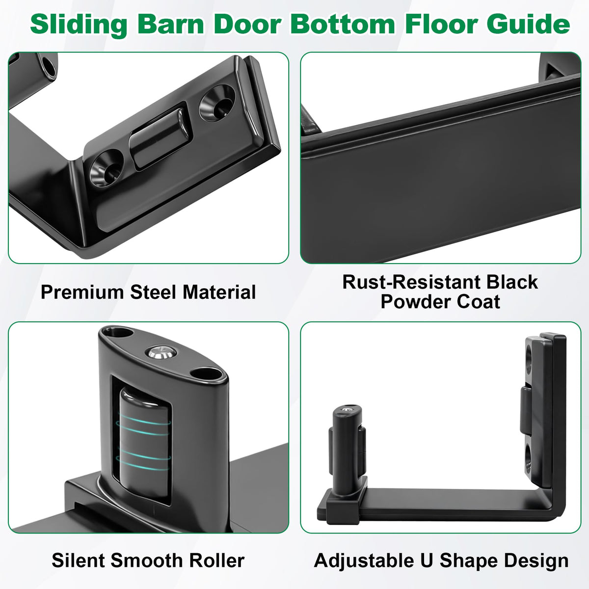 WPL all-aluminum barn door floor guide resists rust for long-lasting support.