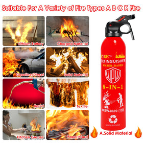 WPW wall-mount extinguisher keeps kitchen or garage organized and accessible.
