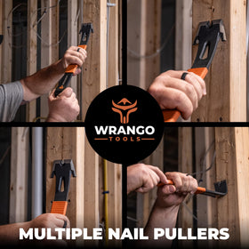 Wrango Tools curved gooseneck with nail pullers boosts leverage when removing nails.