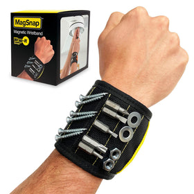 Wrap-It MagSnap wristband magnets securely hold screws and nails for quick access.