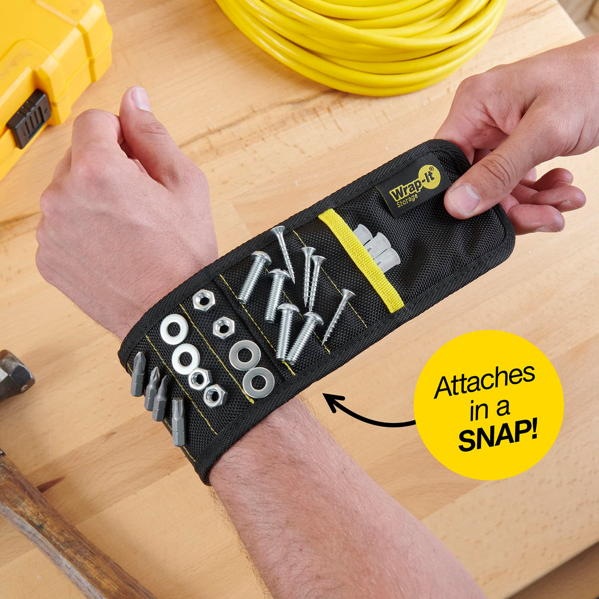 Wrap-It MagSnap wristband sleek black design suits dad gift ideas.