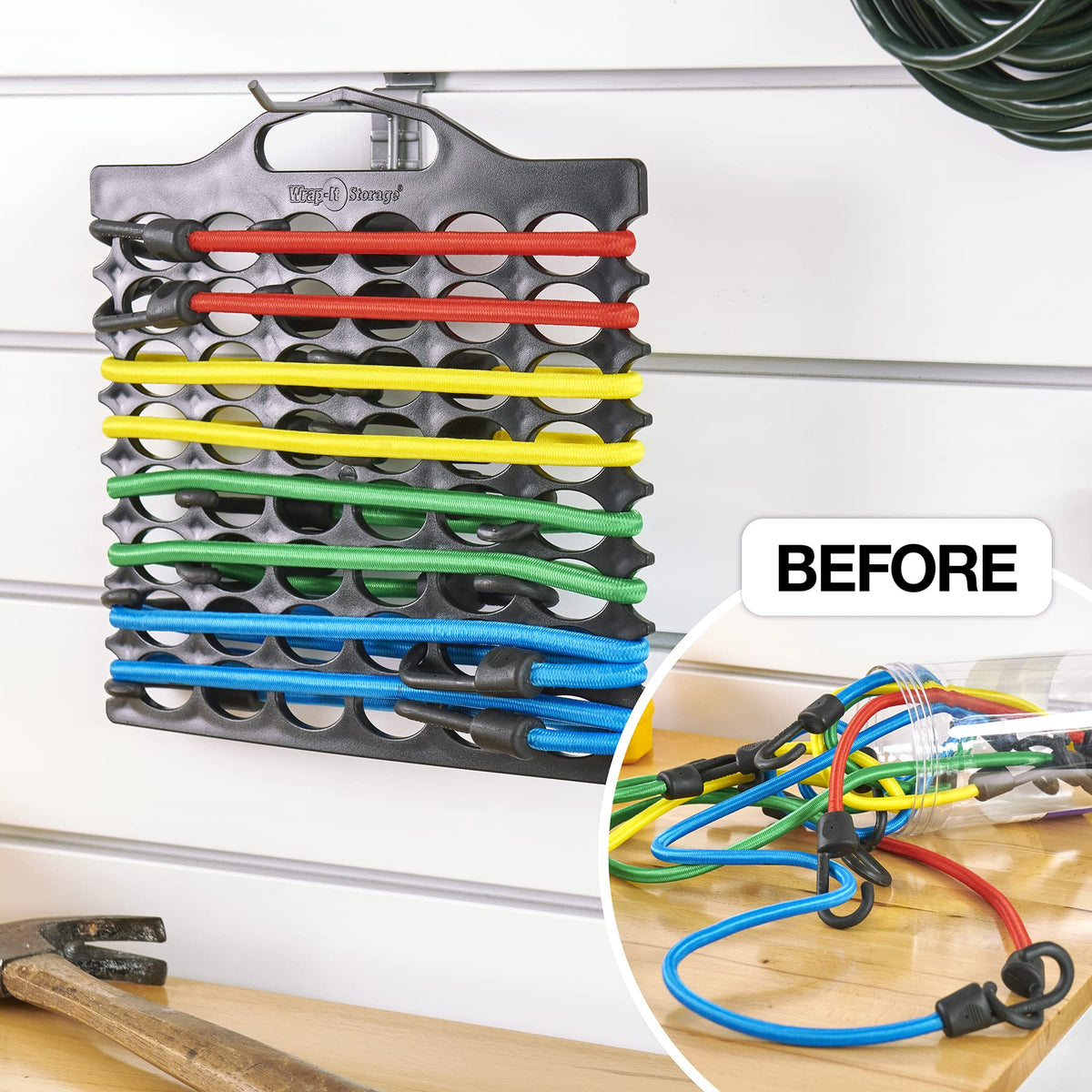 Wrap-It Storage Bungee Buddy organizer-compact-design places cords within reach.