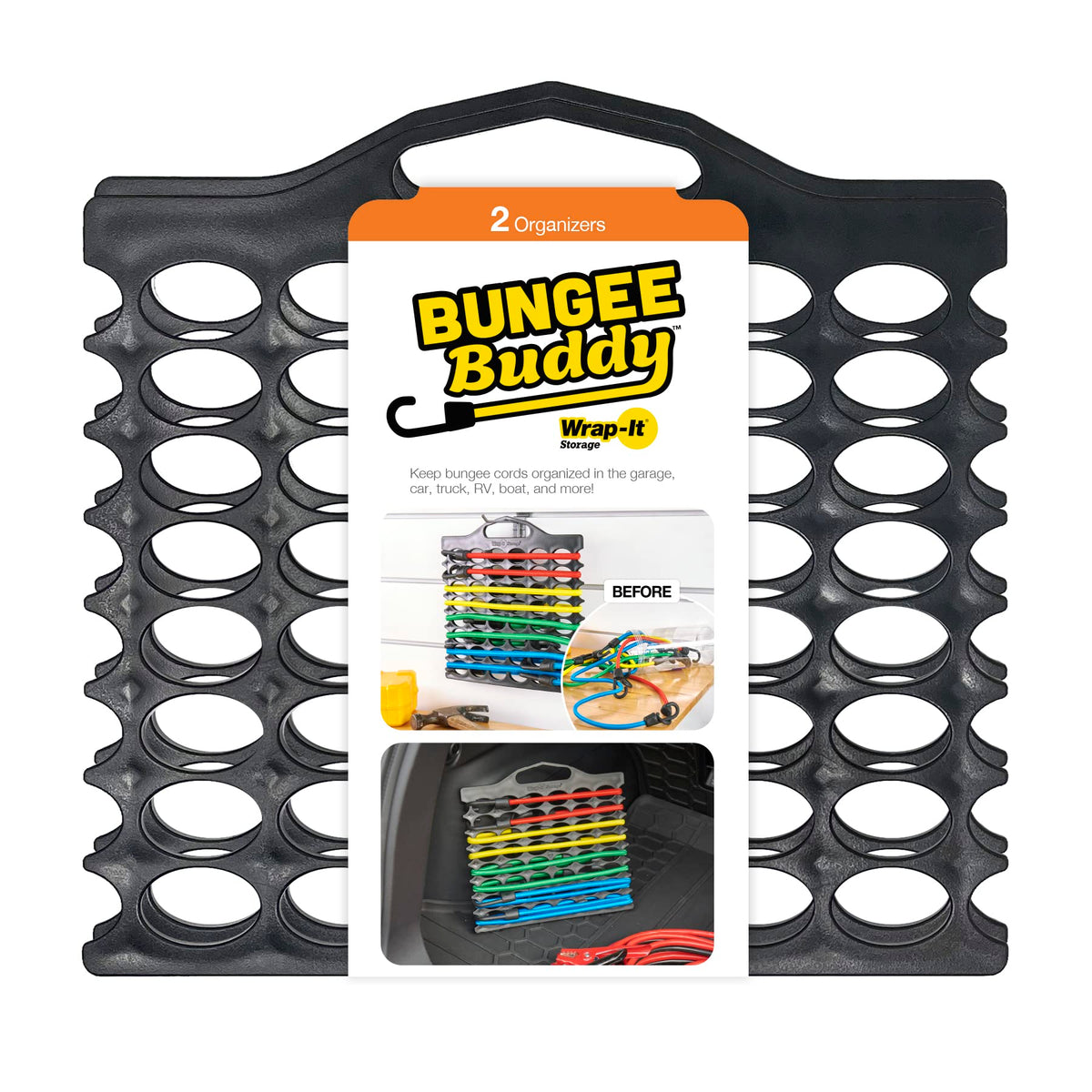 Wrap-It Storage Bungee Buddy two-pack keeps cords organized and easy to grab.