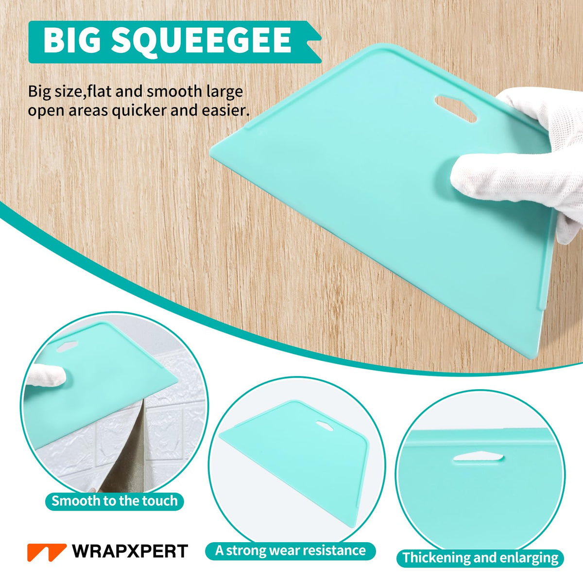WRAPXPERT felt edge squeegee with two sizes for removing water and air bubbles