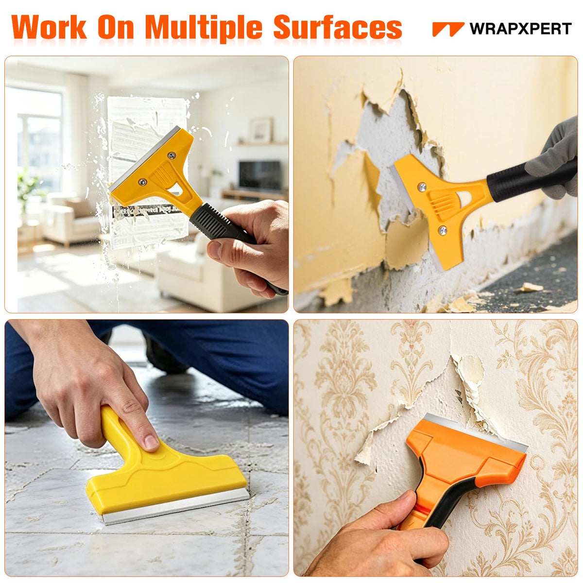 WRAPXPERT 4in blades for wallpaper removal from walls and glass.