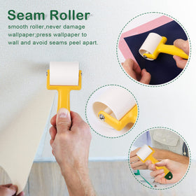 WRAPXPERT blue-handle brush for paste and prep on walls.