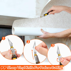WRAPXPERT wallpaper cutter with replacement blades ensures precise cuts.