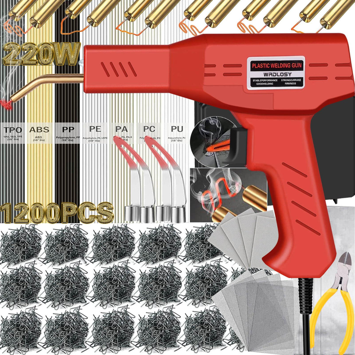 WRDLOSY 220W plastic welder in use repairing a bumper