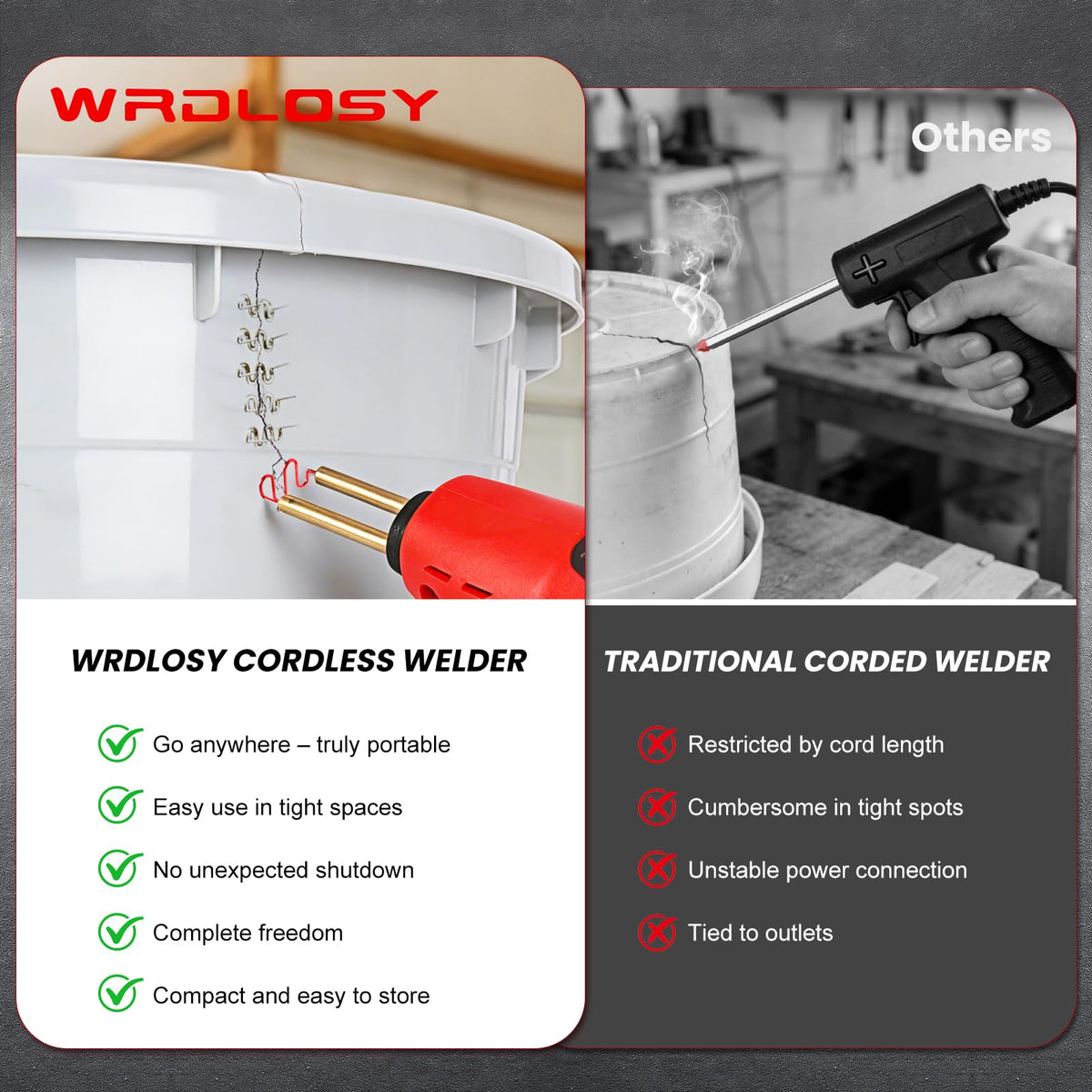WRDLOSY staple types for flat and curved repairs