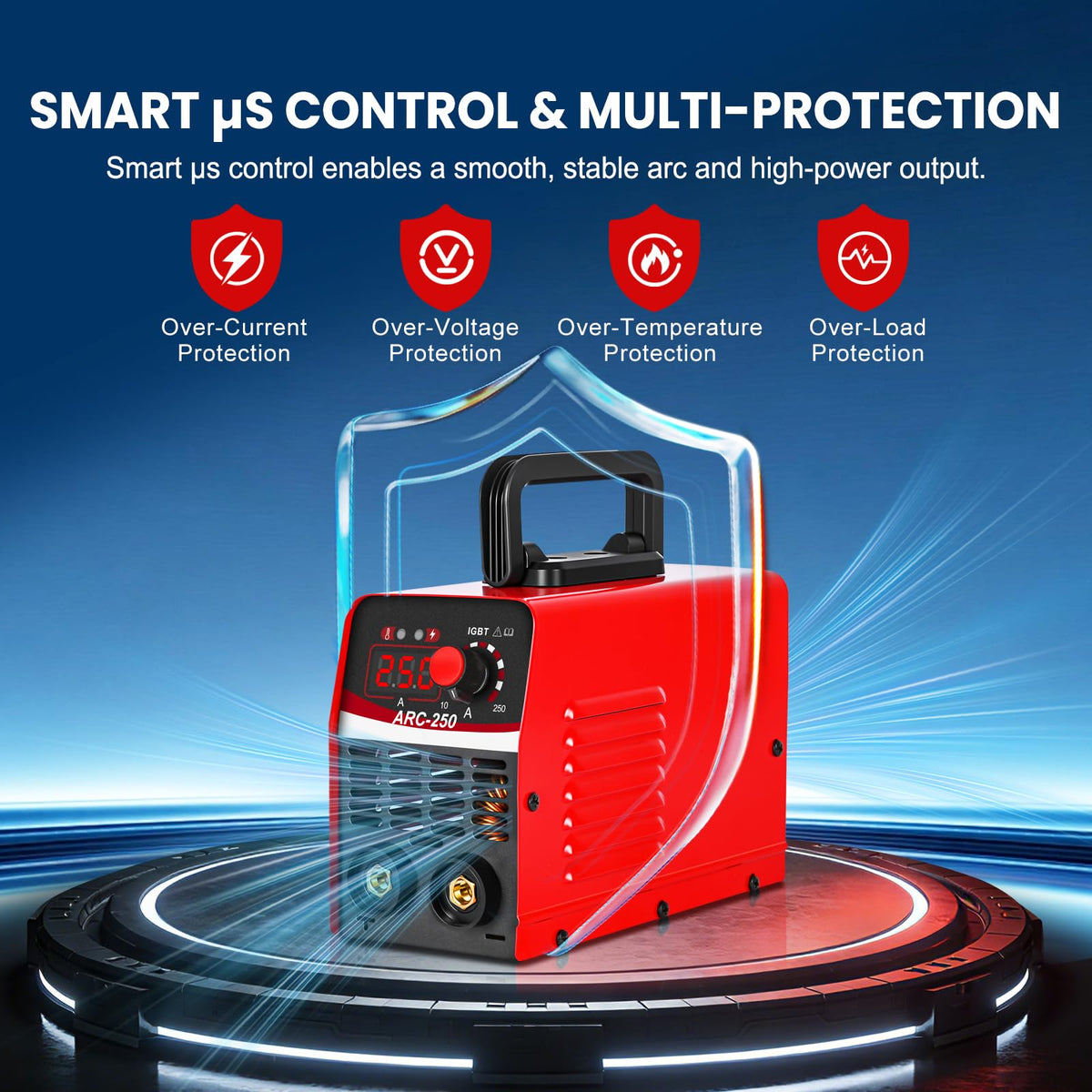 WRDLOSY dial controls illustrate easy amperage and voltage adjustments