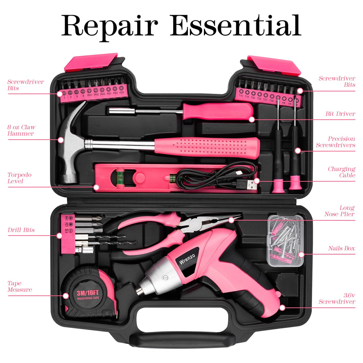 Dorm desk-friendly tool kit in a compact case