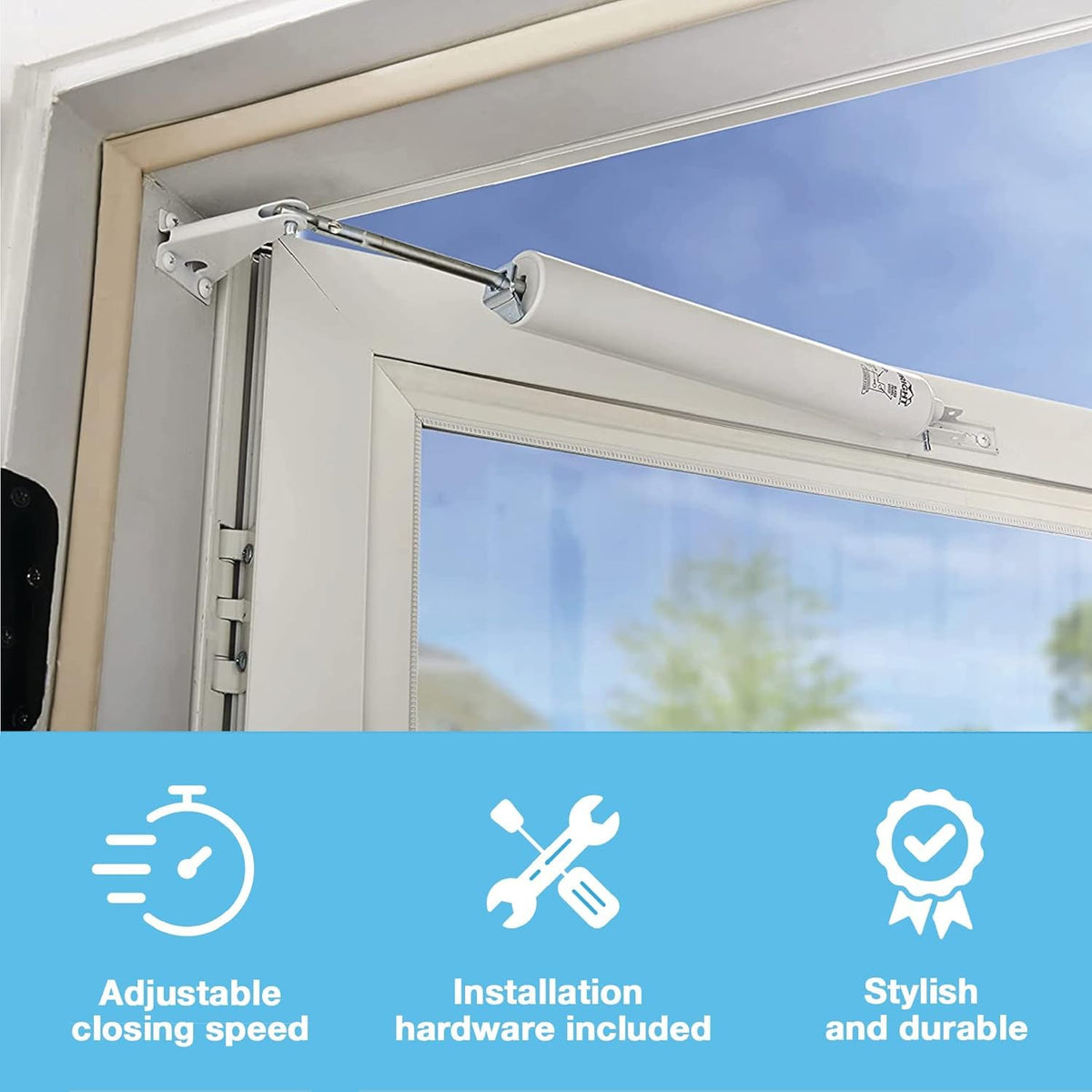Wright Products hold-open feature demonstrates adjustable position for hands-free entry.