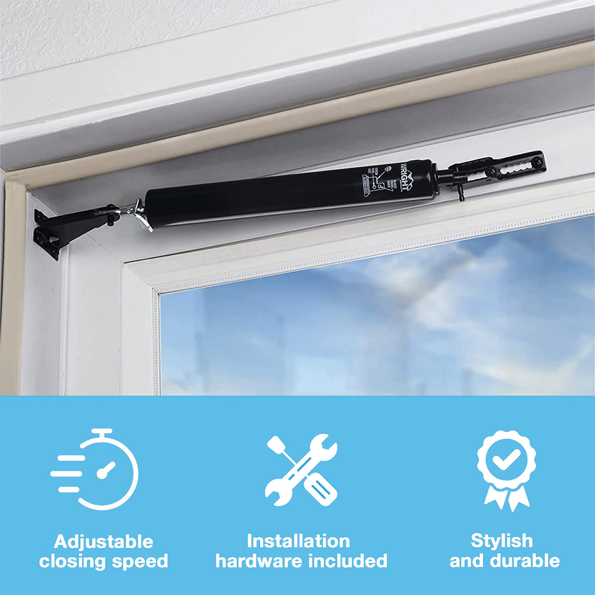 Wright Products hold-open washer enables convenient door positioning for ventilation.