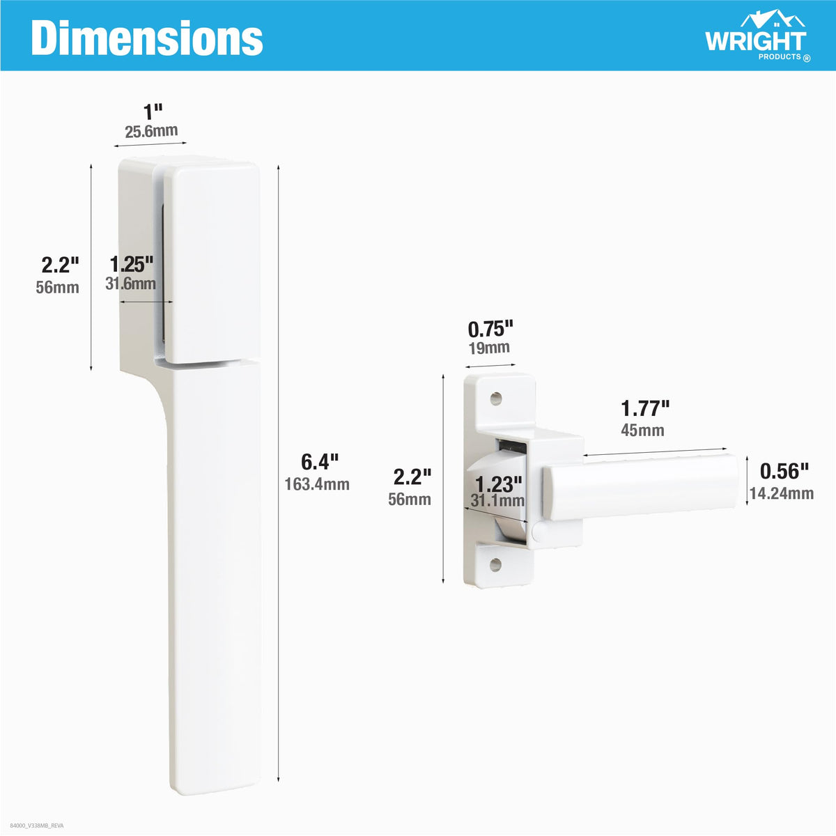 Wright Products interior and exterior matching handles add subtle elegance