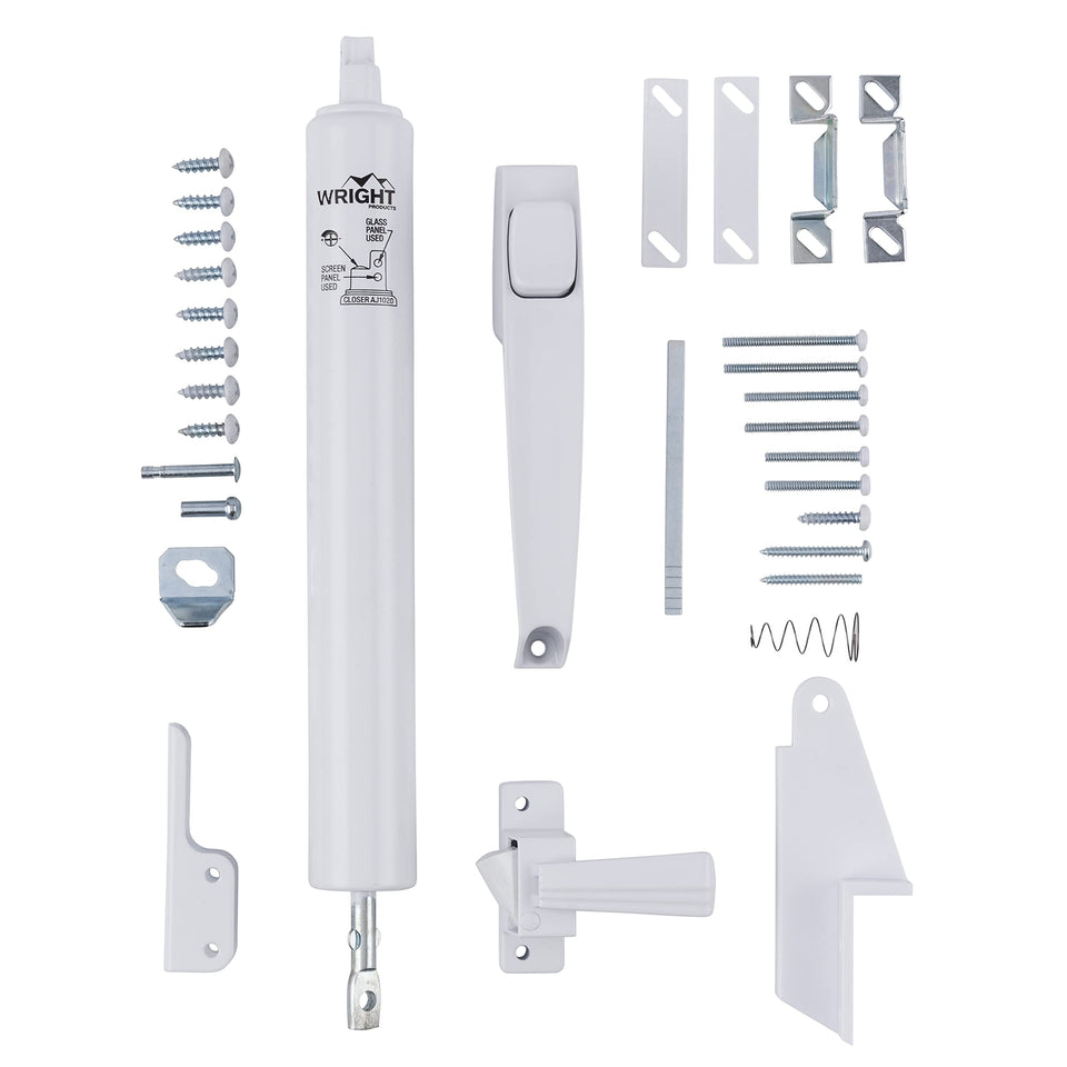 Wright Products Lanai pneumatic closer with push-button latch for smooth operation.