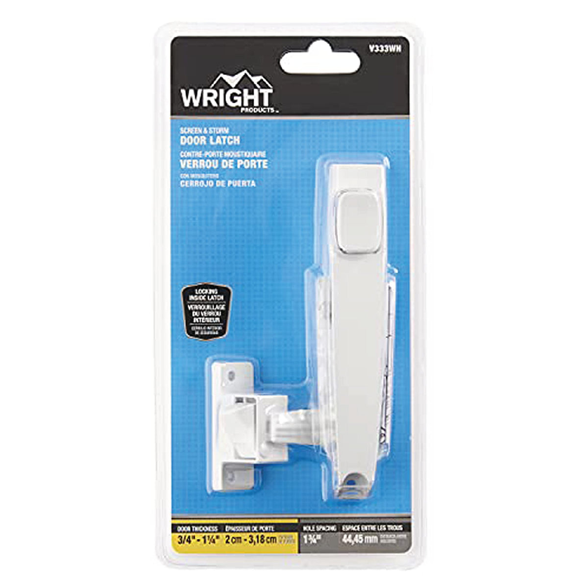 Wright Products push button latch inside view showing no lock out feature