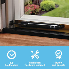 V2012BL closer shows full 90-degree opening range for door clearance