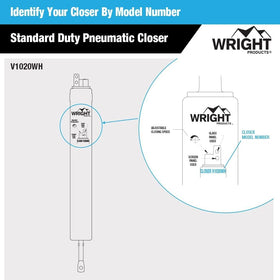 Wright Products white finish closer mounted on a door for durable performance.