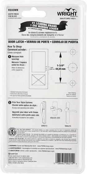 Wright Products white finish latch blends with door frames for a clean look