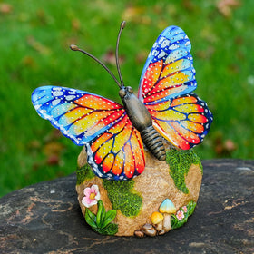 Close-up of WSgift hand-painted resin butterfly showing artisan detail.
