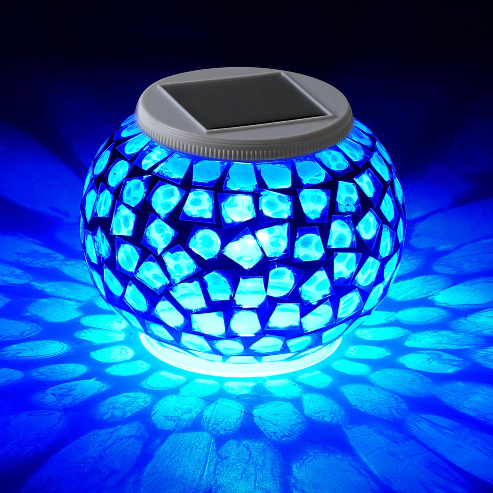 WSgift color-changing mosaic ball lights glow blue for outdoor ambiance