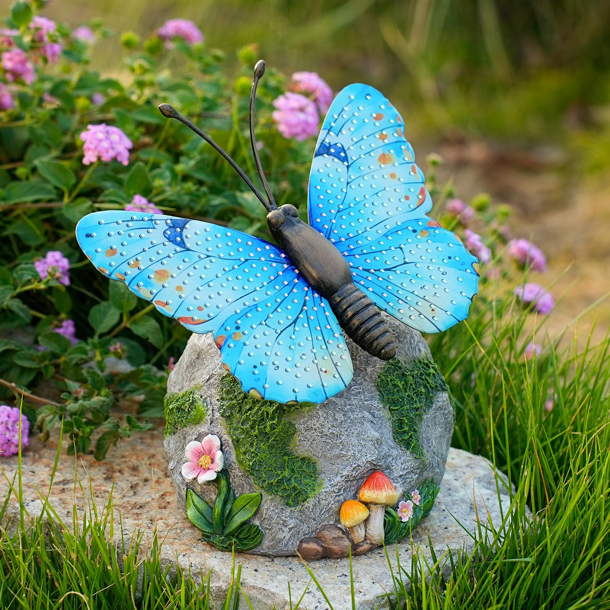WSgift hand-painted butterfly figurine blue with artisan detailing