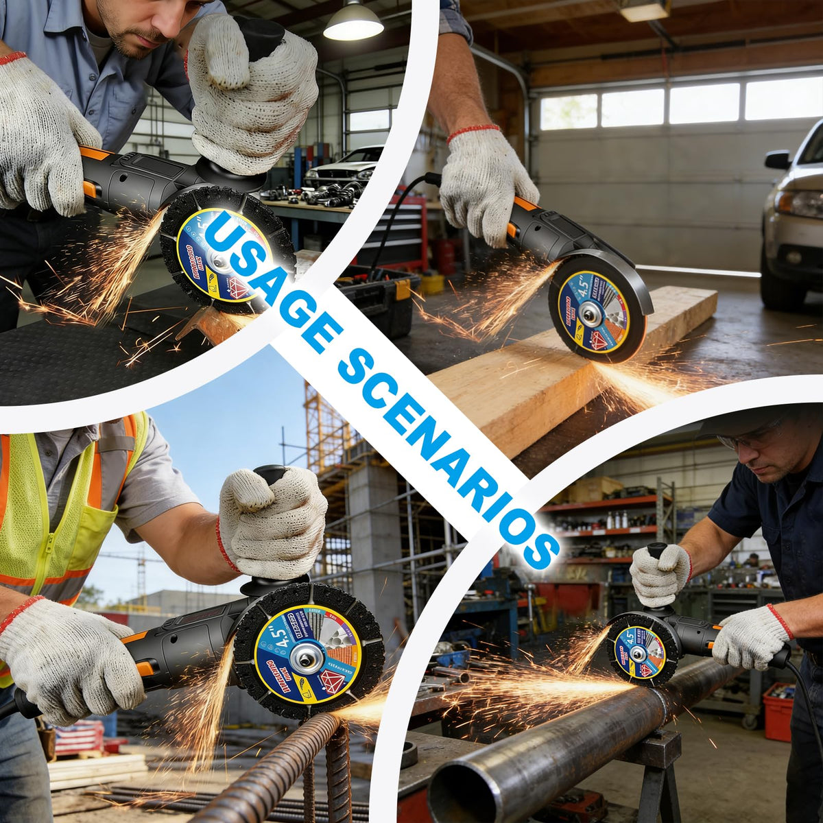 Wshxjzyay blade in action on an angle grinder.