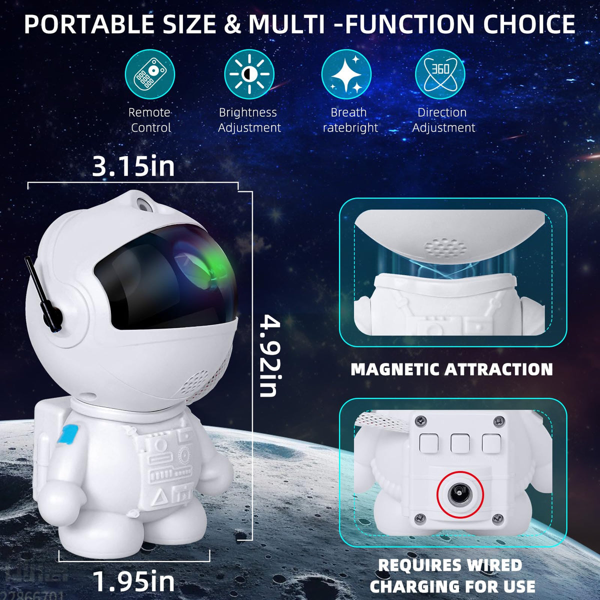 WSKVEZZA Compact portable galaxy projector for desks and shelves