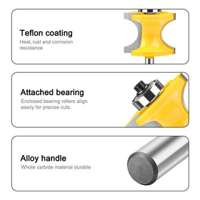 WSOOX bullnose bit on wood materials shows compatibility with solid wood and plywood.