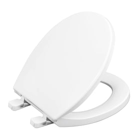 WSSROGY round toilet seat with slow-close hinges quietly shuts to prevent slams