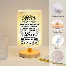 WSYEAR lampshade with Dear Mom message reinforces sentimental connections.