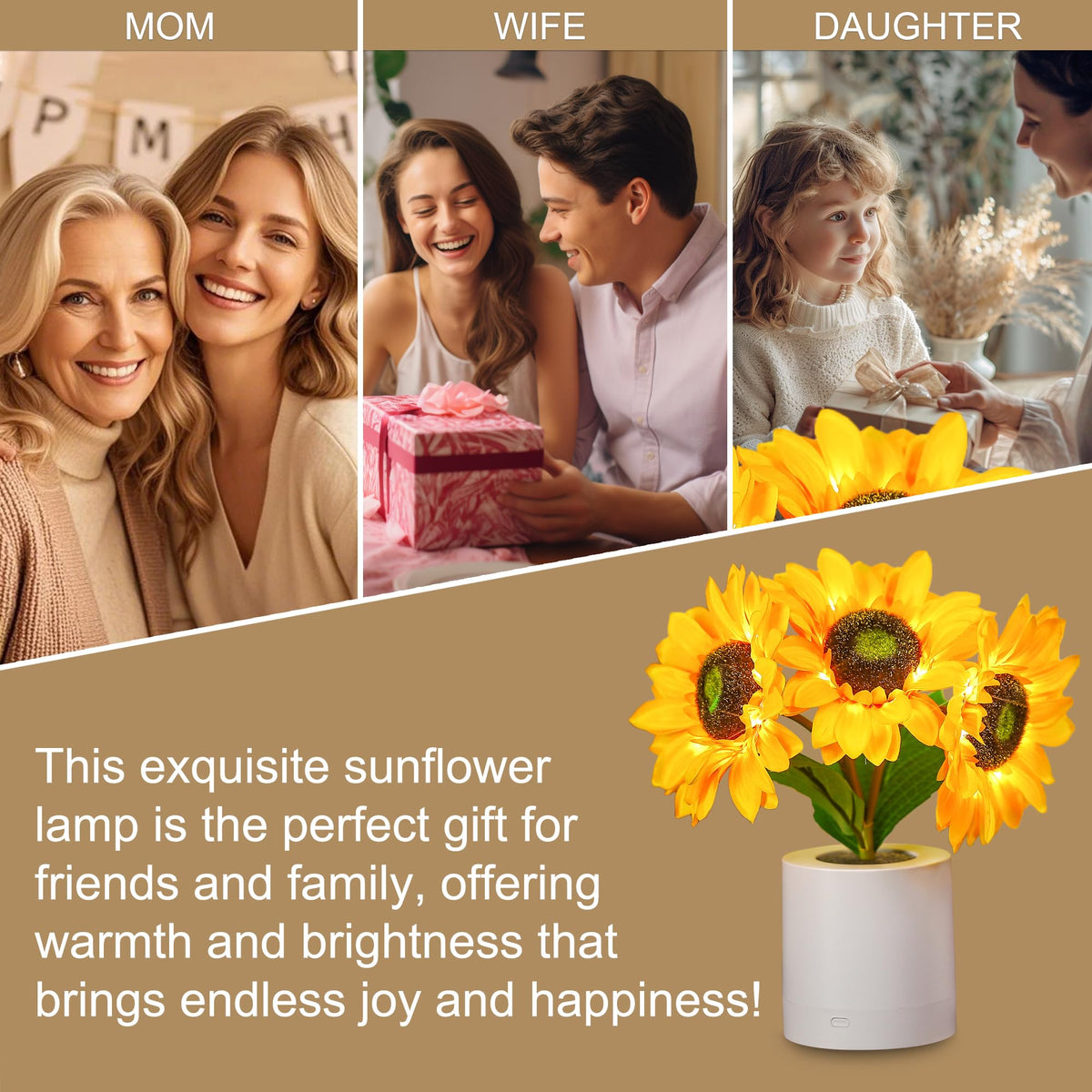 WSYEAR lamp features 3D petals that glow softly for cozy reading light.
