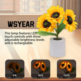 WSYEAR sunflower lamp offers three dimmable levels for any mood.