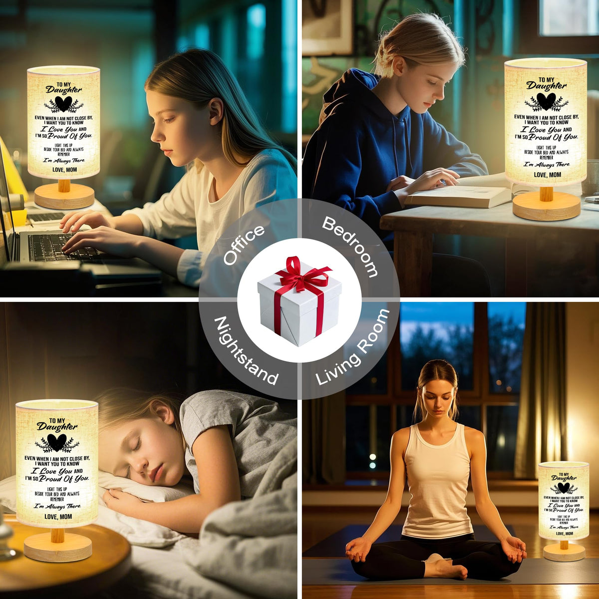 WSYEAR wooden base desk lamp blends rustic charm with stability.