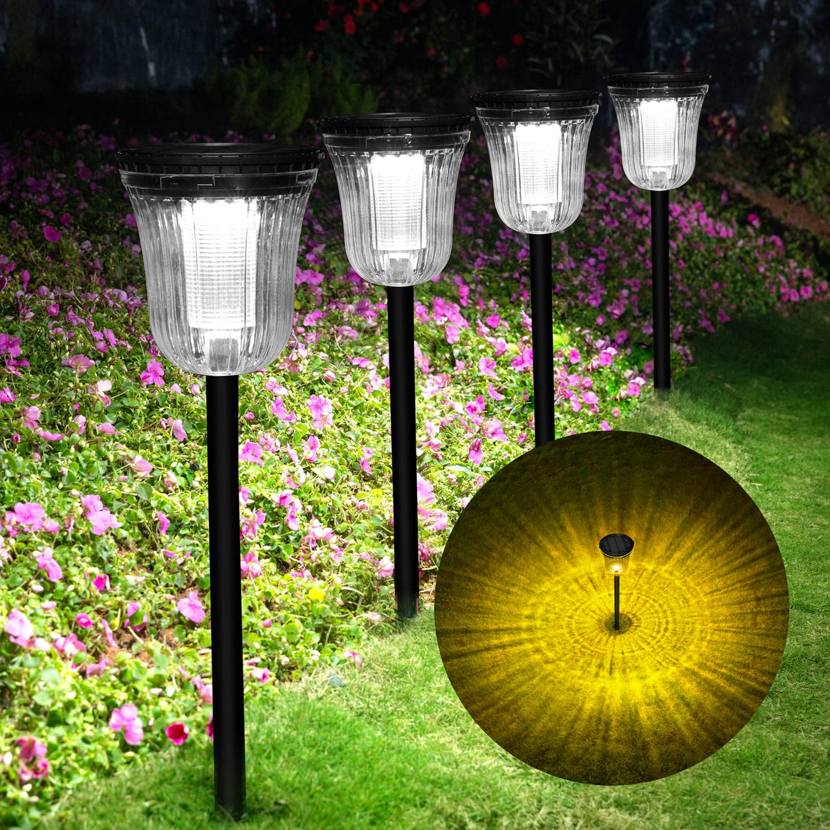 WTGEGF solar pathway light with durable ABS+PC construction for all-weather use.