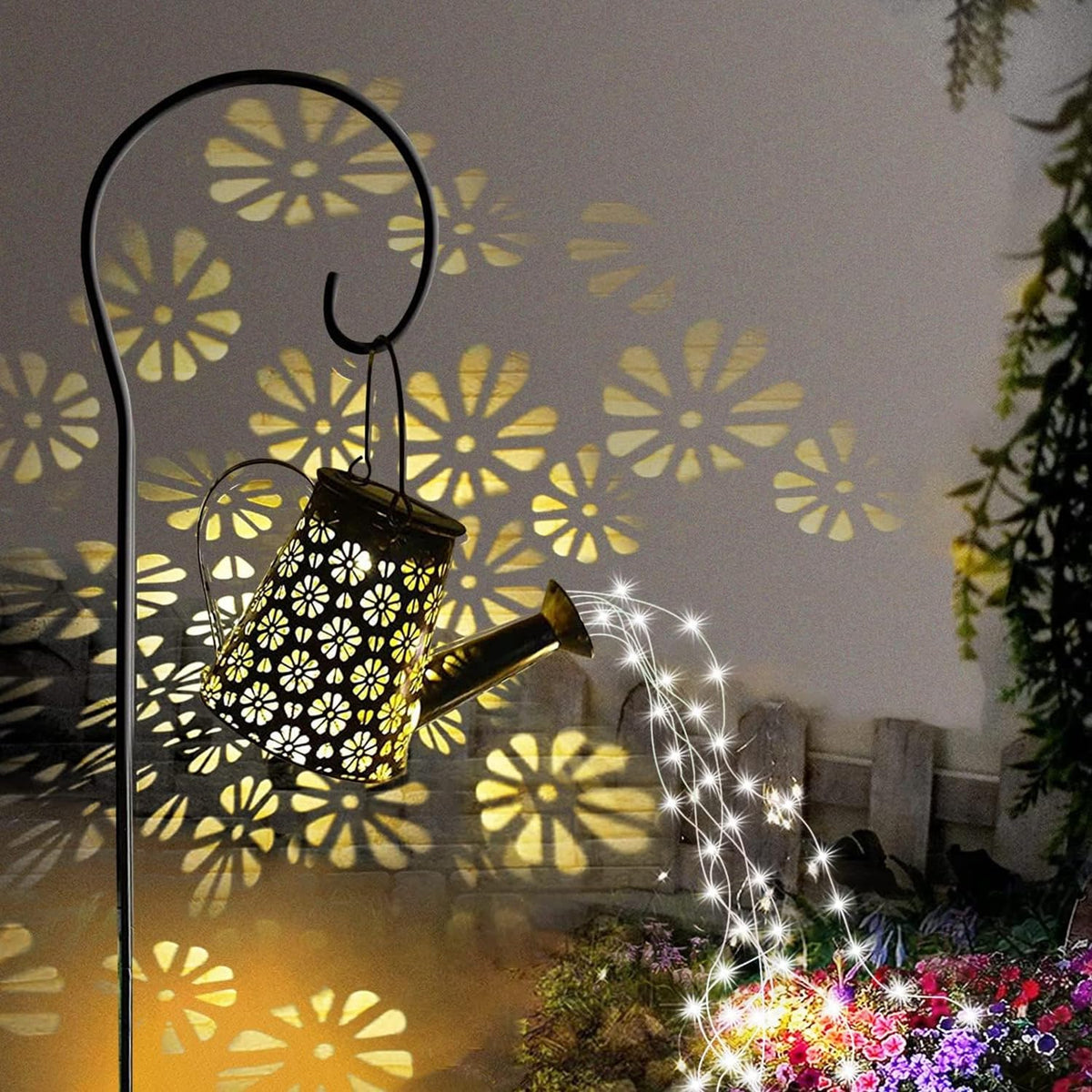 WTREEW solar waterfall light for outdoor garden ambiance and gentle night glow