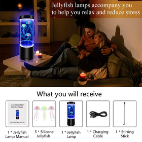 WTROESE jellyfish lamp setup with water to create bubbles and motion.