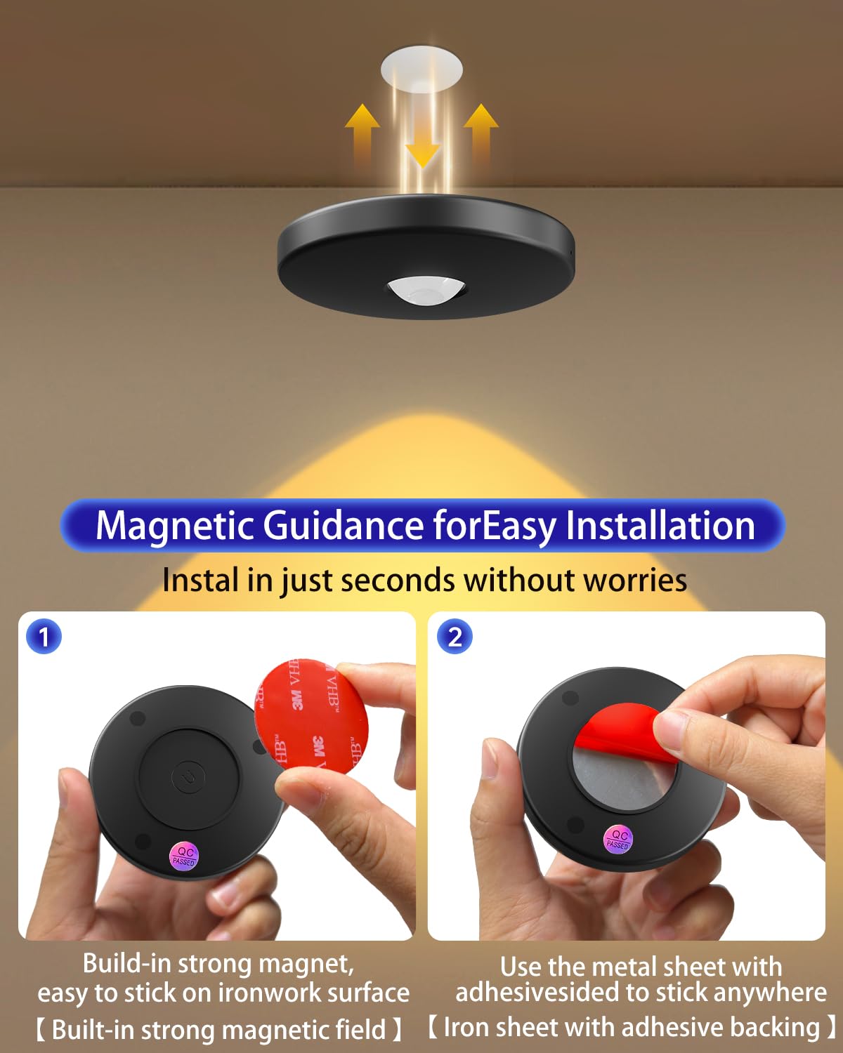 WTXPZM puck light 3-pack display on showy shelving.
