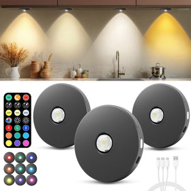 WTXPZM puck light with remote control for effortless cabinet illumination.