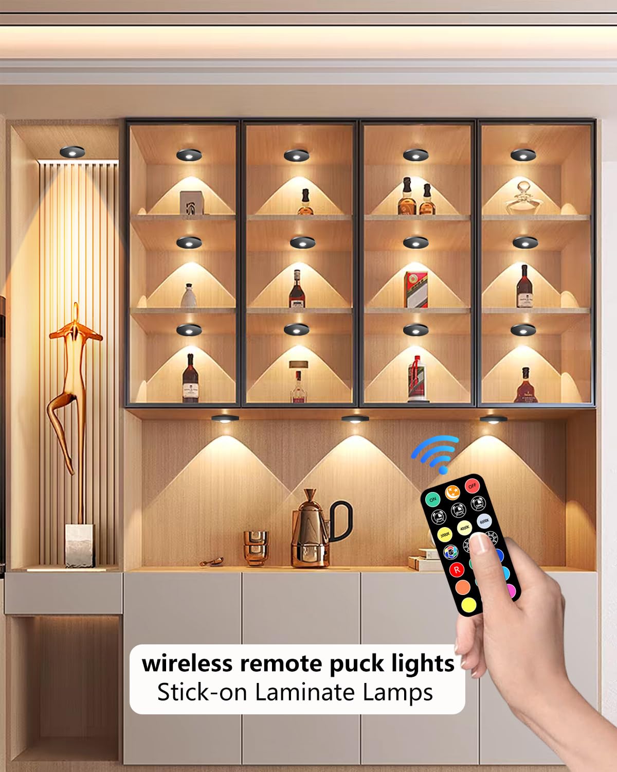 WTXPZM puck light under-cabinet offering adjustable brightness for tasks.