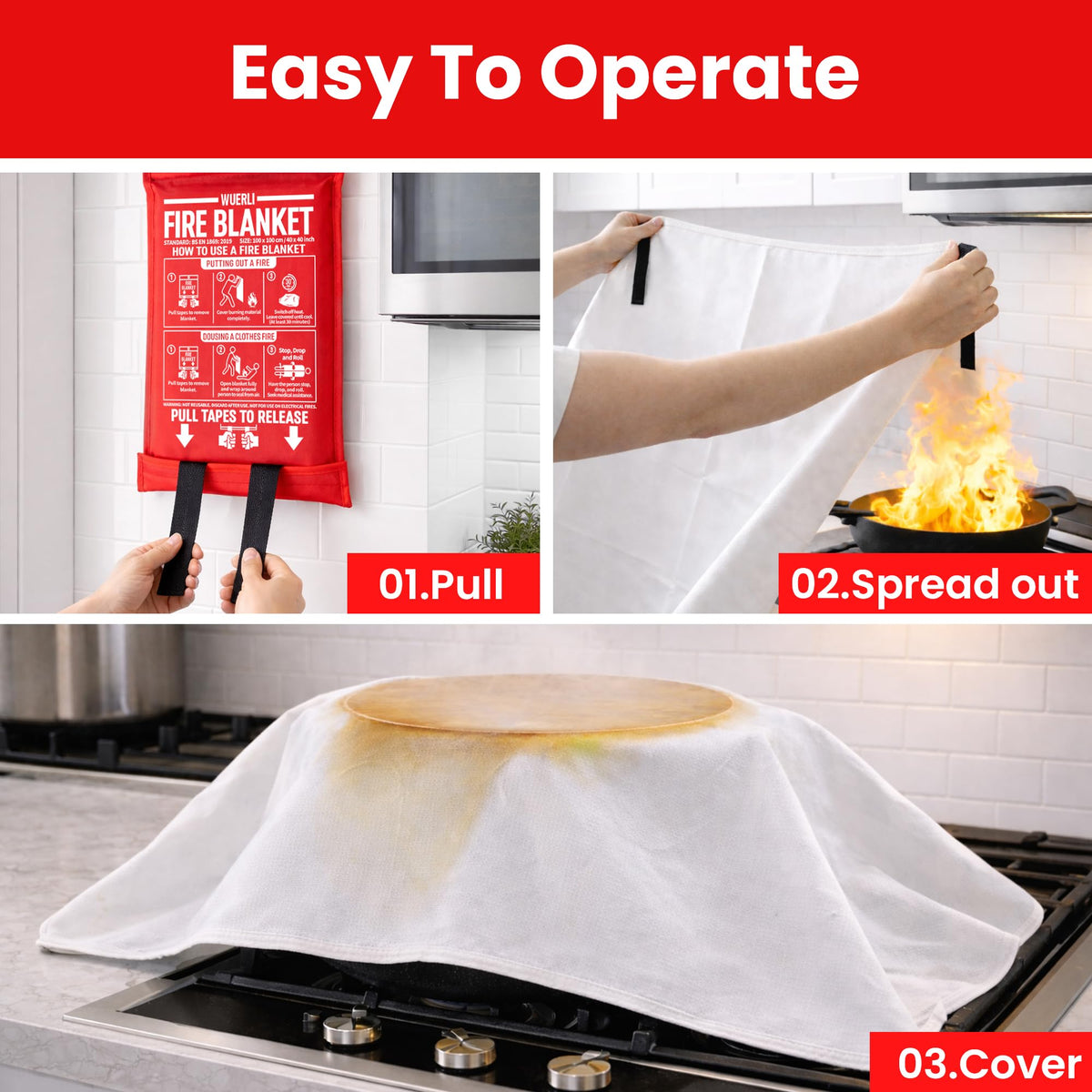 WUERLI emergency fire blanket pack supports quick response.