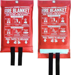 WUERLI Fire Blanket 40x40 stored in bright red pouch for quick access.